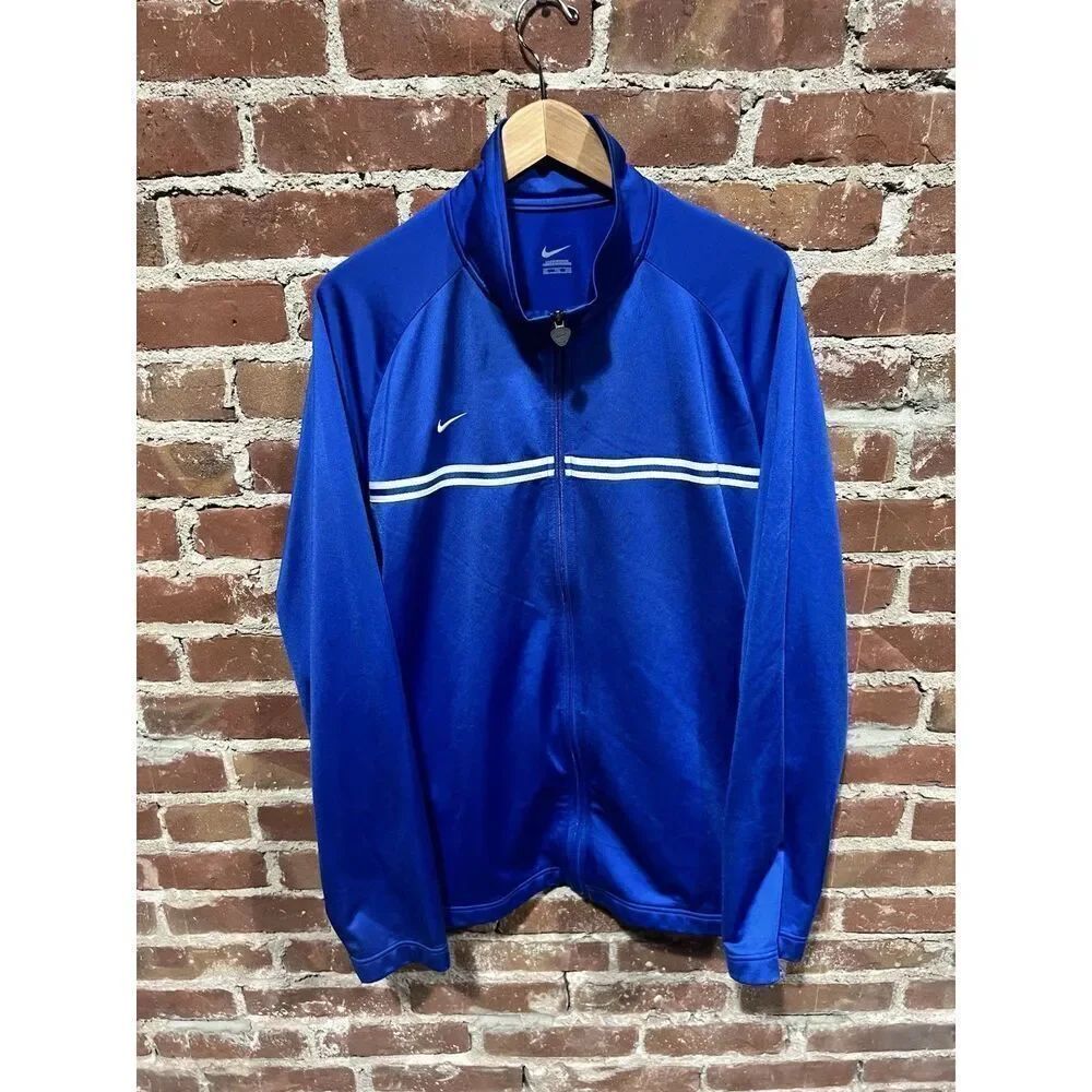 Y2K Nike Mens Blue Long Sleeve Mock Neck Sweater Size 2XL